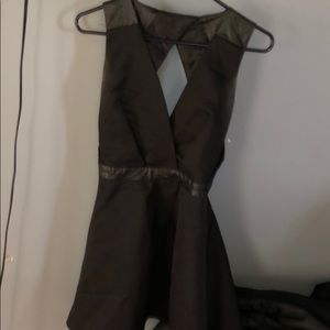 Black open back skater dress faux leather areas